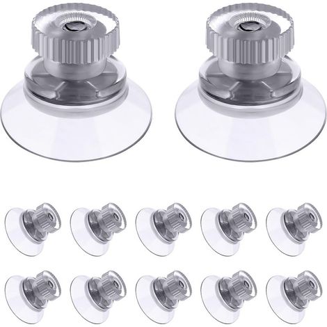 12 suction cups, 25 mm transparent plastic suction pads, suction cup holder with knurled nut, window suction cup for glass, mirrors, windows, walls, doors and other smooth surfaces (1/5)