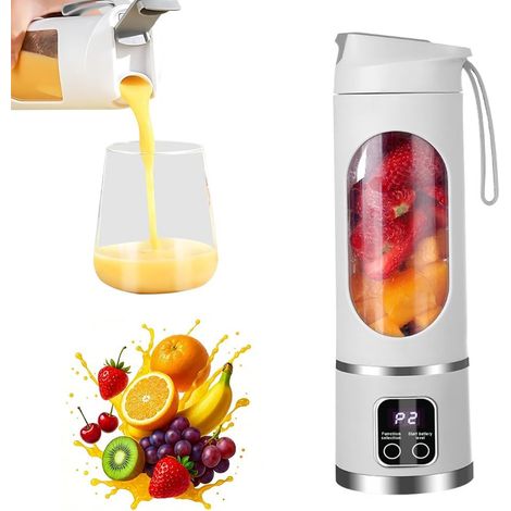 450ml Mixeur Portable, Mini Blender Smoothie avec 12 Lames, Mixeur Smoothie Portable, USB Rechargeable Blender Portable pour la Préparation de Milk-Shakes, jus de Fruits, Smoothies (1/5)