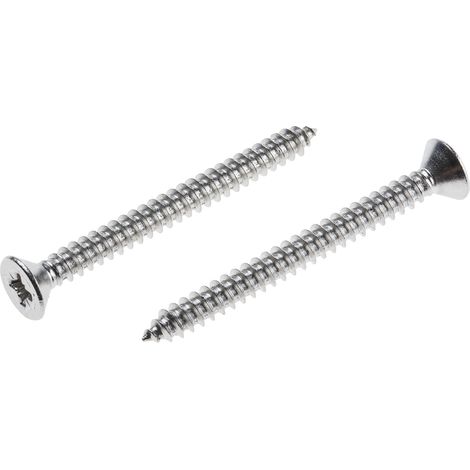 Vis autotaraudeuse RS PRO, N°10 x 50mm, tête Fraisée, en Acier Inoxydable ( Prix pour Boîte de 100 )