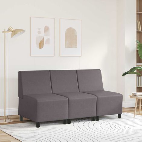 Modulares Armfreies Sofa Grau 55 x 74 x 82 cm Kunstleder