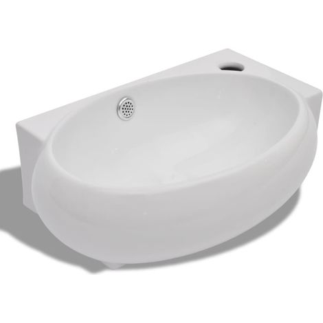 Lavabo bagno in ceramica 41 x 28 cm con foro troppopieno bianco 020002492