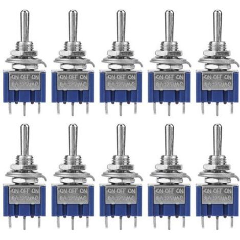 Lot de 10 interrupteurs à bascule 6A 125VAC – Interrupteur 3 positions 3 broches – Diamètre bouton 6 mm pour projets électroniques (1/5)