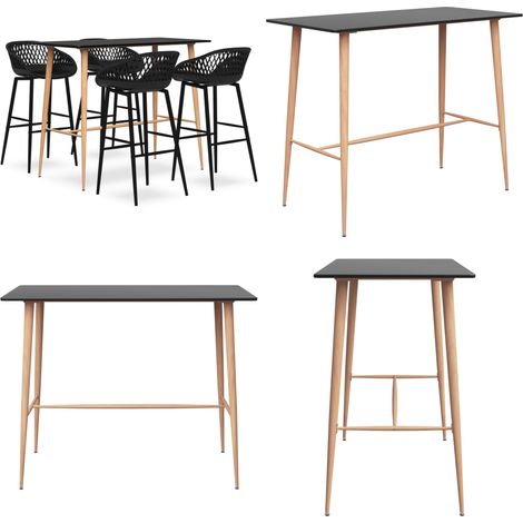 5-tlg. Bar-Set Schwarz - Bar Set - Bartisch - Barhocker - Kücheninsel - Wohnzimmer Dekoration - Home & Living (1/5)