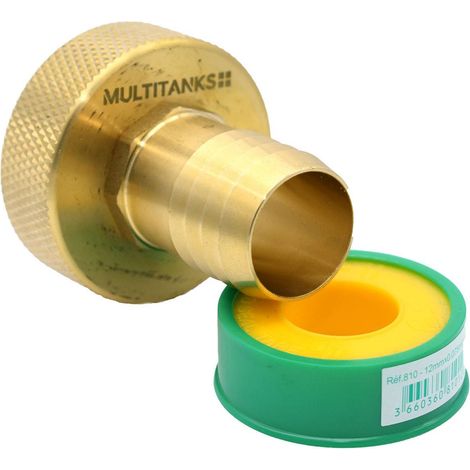 Raccord femelle S60x6 - embout cannelé 33mm en laiton (1/2)