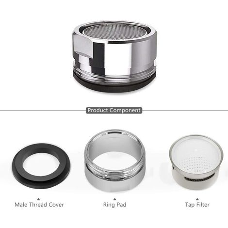 3 Pièces Mousseur Robinet, Aerateur Robinet Filtre Robinet avec Joint D'étanchéité Pour Cuisine, Salle de Bain - Argent (Diamètre extérieur 24MM) (1/3)