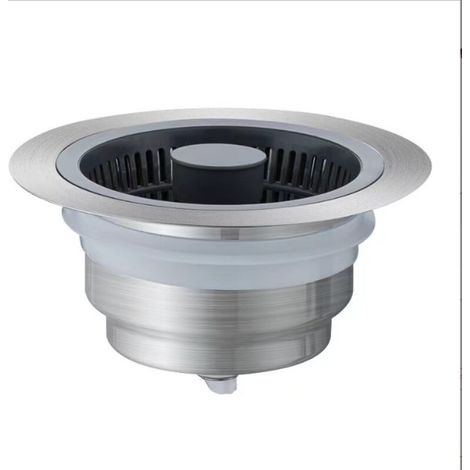 Évier de cuisine Passoire et bouchon Combo en acier Universel 3 en 1 Coquille en acier inoxydable avec Passoire Anti-colmatage,pour un trou d'évier de 78-81m