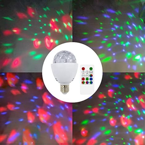 Ampoule Disco, E27 Lampe Multicolore Rotative RGB LED Lumière Faon Boule à Facettes Ampoule D'ambiance 3 W pour Discothèque, Karaoké, Fête, Scène, 8 x 8 x 13 cm (1/4)