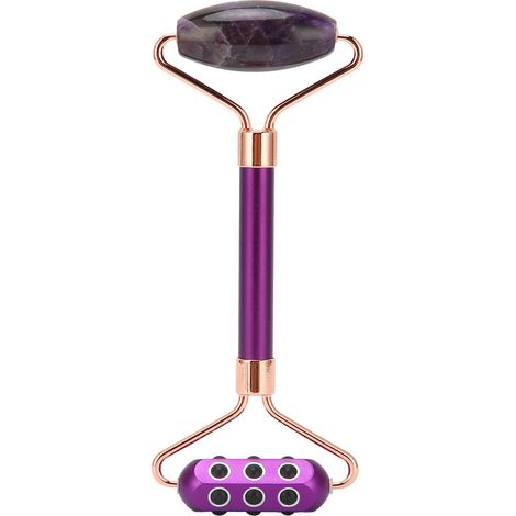 Rouleau de Massage Visage en Jade Violet, Outil de Fermeté et Raffermissement Cutané (1/5)