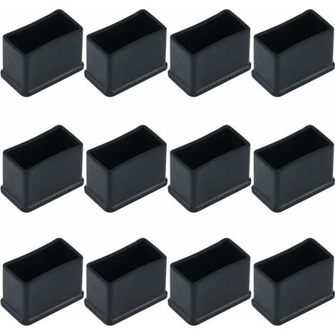 Lot de 12 embouts de protection rectangulaires en feutre de caoutchouc pour pieds de table ou de chaise Noir 15 x 30 mm, (1/4)