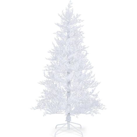 6FT Pre-Lit Artificial Christmas Tree White Flocked Xmas Tree 300 LED 11 Modes (1/5)