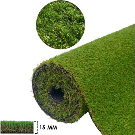 Prato sintetico 15 mm erba finta artificiale calpestabile tappeto verde atossica larghezza 2 metri - Lunghezza: 1 MT