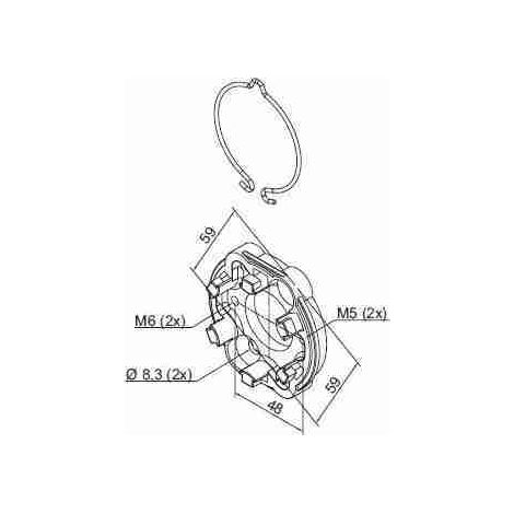 Nice 535.10099 - Supporto compatto in alluminio, con molla, per Era M SH. Fori con passo 48 mm (M6) e 4 fori con passo 60 mm (M8 e 8.3).