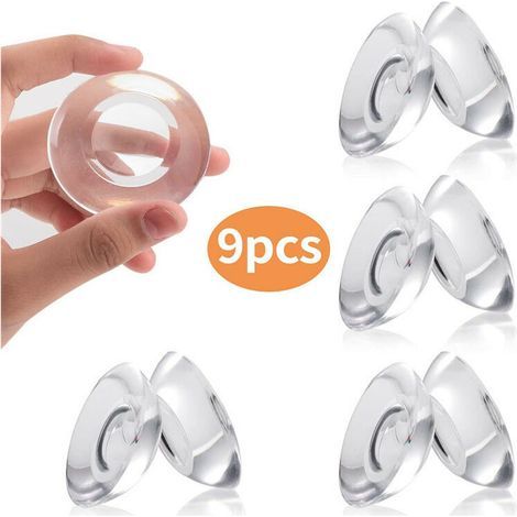 Protector de pared para puerta de 9 piezas, tope de puerta autoadhesivo transparente, cojín para botón, protector de pared de goma suave reutilizable de 4,7 cm x 1 cm. (1/5)
