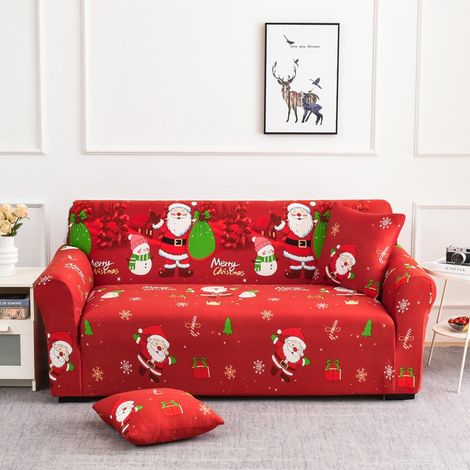 Weihnachtssofabezug für 2-Sitzer, Universalgröße, waschbar, rutschfest, elastischer Sofaschutz, Weihnachtsdekoration (1/5)