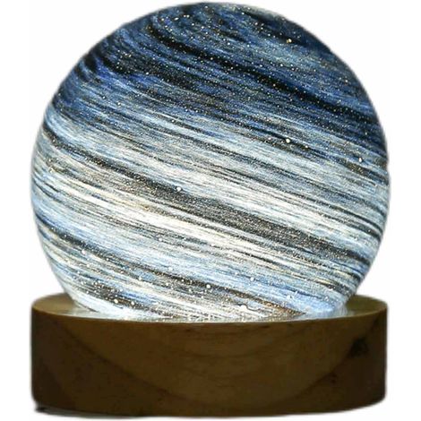 Lampe Lune Planète Unique  Éco Friendly Glass Base Bois  3 Colors Dimming Stepless  Cadeau Décoration Romantique Pour Chambre Salon Wedding