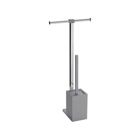 Colonnina portarotolo e scopino WC acciaio inox e resine termoplastiche serie Rainbow Gedy RA32 Grigio (1/3)