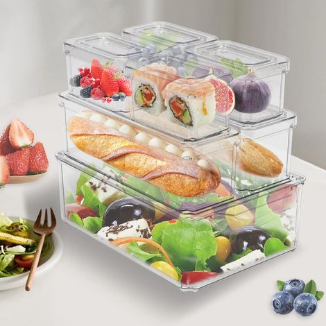 7PCS PET Réfrigérateur Organisateur Portable Clear Cuisine Réfrigérateur Box Organisateur d'étagère Taille maximale 11,8 8 3,9 pouces (1/5)
