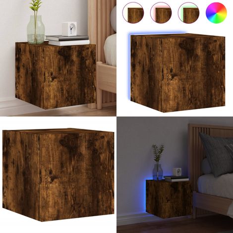 Meuble TV mural avec lumières LED chêne fumé 30,5x35x30 cm - Meuble Tv Mural - Armoire Tv Murale - Éclairage Led Rgb - Rangement Mural - Design Moderne - Home & Living (1/5)