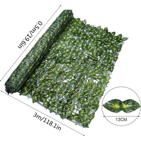 Clôture artificielle en lierre, haie artificielle et rouleau de feuillage artificiel pour la décoration extérieure et le jardin. (1/5)