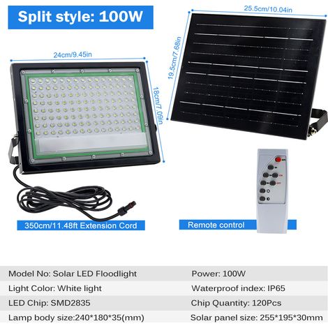 Solar LED-Lampe für den Außenbereich – faltbare und integrierte Gartenlampe mit intelligentem Lichterkennungssensor, IP65 Wasserschutz, 100 W, kaltweißes Licht (Standalone-Modell)