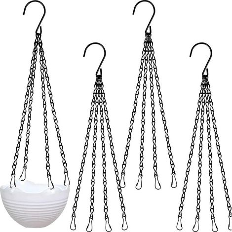 VURAHOME - 4 Pièces Chaîne de Panier Suspendu Métal Plante Cintre Jardin Pot, Chaîne de Suspension, Chaîne de Pot Fleur avec Crochet Clips, Panier de Remplacement Chaîne pour Intérieur Extérieur Décor (1/5)