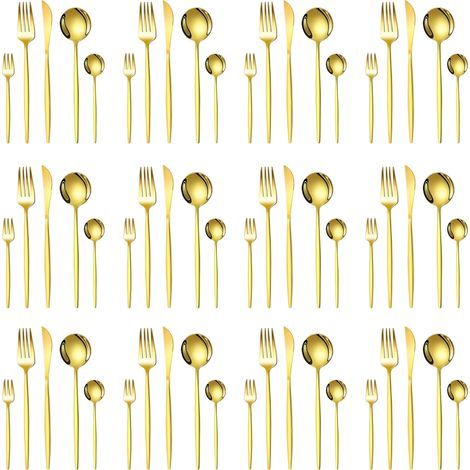 60-piece mirror-polished stainless steel cutlery set, large size, for 12 people, ideal for children and the elderly.