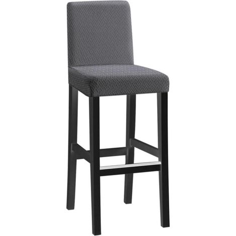 1 x Stuhlhusse aus Jacquard mit kurzer Rückenlehne und langer Karomuster Dunkelgrau, einteilige Stretch-Stuhlhussen, geeignet für die Dekoration von Privathäusern, Restaurants, Banketten und Küchen