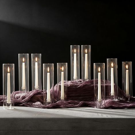 Porte-Bougies en Verre Bougies Coniques - en Verre Abat-Jour Verre Transparent Bougies Coniques Moderne Mariage Table Feu de Cheminée (1/5)