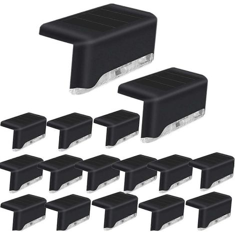 Lot de 16 lampes solaires pour terrasse, lampes LED solaires pour usage extérieur, lampes LED solaires étanches pour terrasse, marches, balustrade, mur, patio, escaliers (BLANC FROID)-AquaForge (1/5)