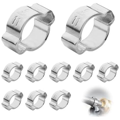 1 0 Pièces Collier de Serrage Double Oreille. V2A Ø 9-11 mm O Clips Durables pour Tuyaux. Câbles. Raccords Pneumatiques et Applications Flexibles - (1/5)