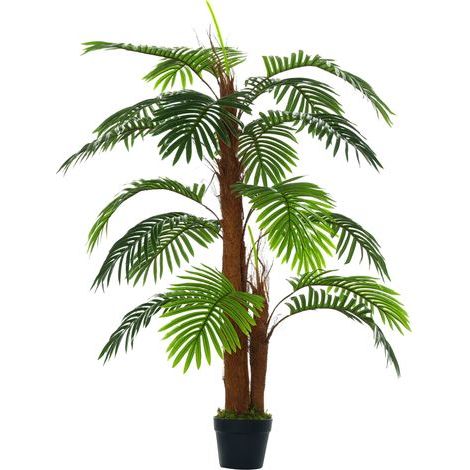 Palmier Artificiel Hauteur 1,2 m Arbre Artificiel Tronc Branches Lichen Feuilles Grand réalisme Pot Inclus (1/5)