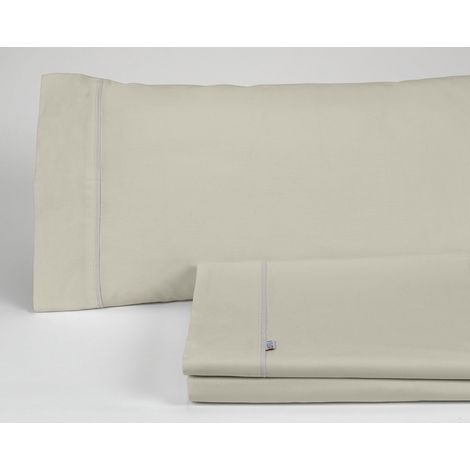 Juego de sábanas liso color piedra - Cama de 135/140 (3 piezas) -50% algodón / 50% poliéster - 144 hilos. Gramage: 115 (1/5)