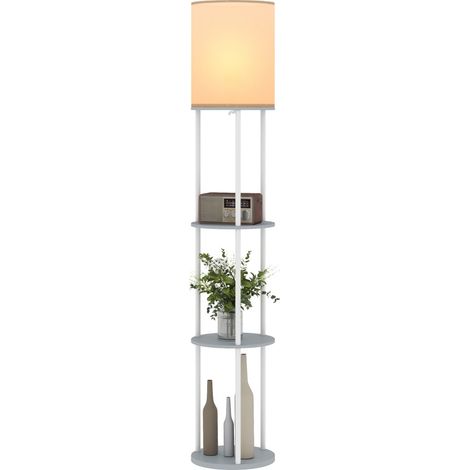 Lampe sur pied Velum étagères LED télécommande gris (1/5)