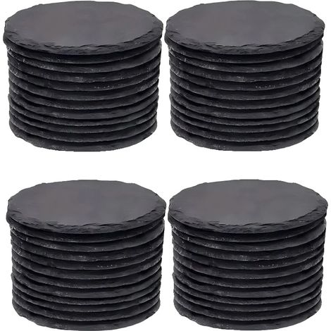 Sous-verres en ardoise, pierre naturelle, compatibles avec la gravure, 48 pièces (1/2)