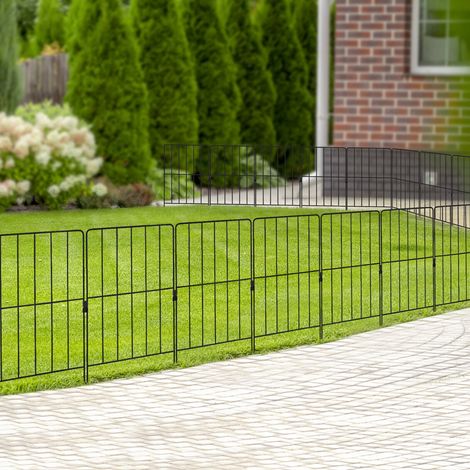 Lot de 25 clôtures décoratives de jardin antirouille en métal, bordure modulable 360°, barrière pour parterre de fleurs et protection contre les chiens (1/5)