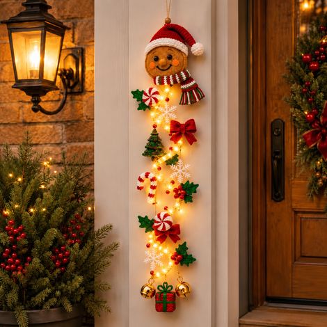 Accroche-porte suspendu lumineux - Pain d'épice Décoration de Noël pour poignée 200 g – Livraison gratuite
