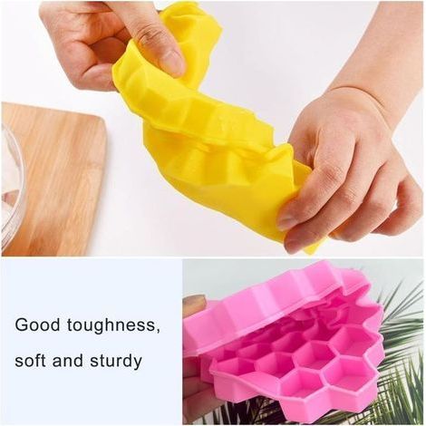 4 Pièces 37 Compartiments Bac à Glaçons en Silicone Moule à Glaçons avec Couvercle encombrant et empilable, Sans BPA, Démouler Rapide (1/4)