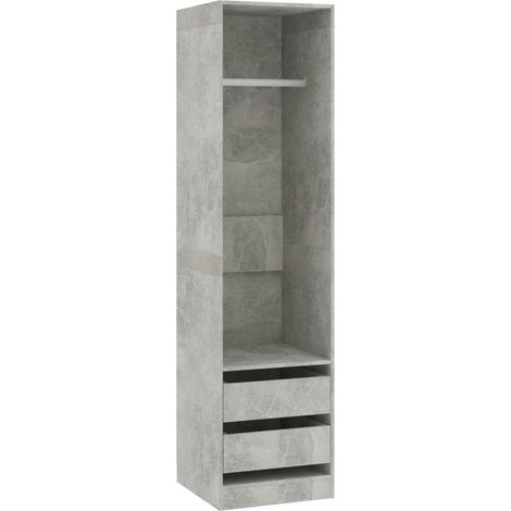Garde-robe Meuble de Rangement - Style Contemporain avec tiroirs Gris béton 50x50x200 cm Aggloméré BV779234 - BonneVie (1/5)