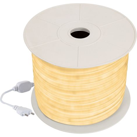 Bobina 50m Striscia LED Neon Regolabile 220V Bianco Caldo Circolare 360 9W/m IP67 Taglio 100cm Bianco Caldo