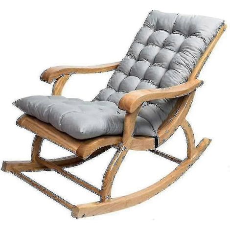 Fauteuil inclinable pliant long, coussin en coton, coussin en peluche, coussin pour chaise en bambou, chaise pliante en bois, coussin de haute qualité, gris, 1,2 mètre