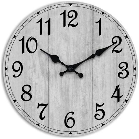 Wanduhr, rustikale 25 cm (10 Zoll) Wanduhr, batteriebetrieben, geräuschlos (kein Ticken). (1/5)