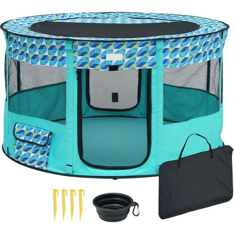 Parc de jeu pliable pour animaux, 44x44x24 cm, chenil portable pour chiot, chien, chat, tissu Oxford 600D imperméable, fermeture éclair amovible, intérieur/extérieur, voyage, camping (rond, L) (1/5)