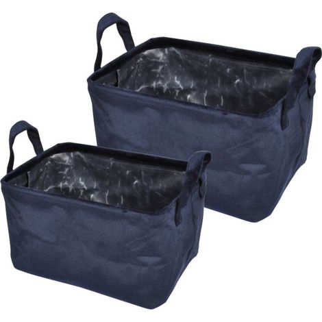 Lot de 2 Panières Rectangles "Velvet" 32cm Bleu Foncé