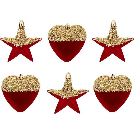 Set di 6 cuori e stelle in polistirolo rosso - Atmosphera créateur d'intérieur (1/3)
