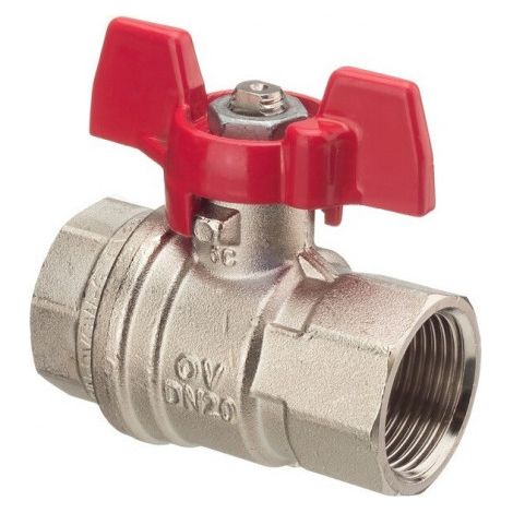 OVENTROP Robinet à tournant sphérique avec poignée papillon Optibal avec filetage intérieur PN 16 DN 10, G 3/8, laiton, nickelé, 1076103