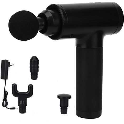 Pistolet de massage sans fil 6 vitesses, rechargeable, soulage douleurs musculaires et fatigue, noir, chargeur US 100-240V (1/5)