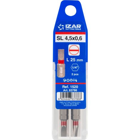 Punta Atornillar SL 5,5X0,8 DIN3126 Standard L25 - (pack 2 pcs. - EUR/pack) -1520- IZAR (1/4)
