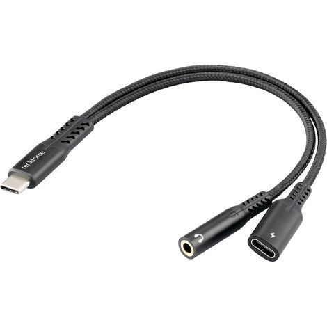 Renkforce USB-C®, audio Câble adaptateur [1x USB-C® mâle - 1x USB-C® femelle (Power Delivery), Jack (1/4)
