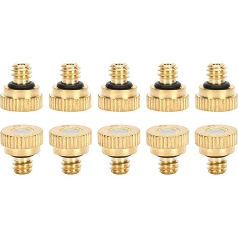 10 pièces Buses de brumisation en Laiton, buse de système de brumisation de tête de pulvérisation extérieure à Basse Pression d'eau du Robinet de 0,2 mm (1/4)