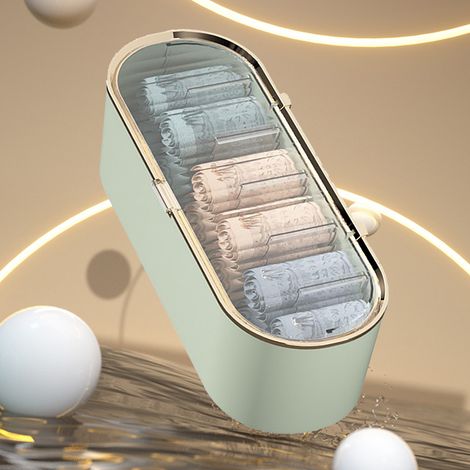 Organisateur mural de sous-vêtements en plastique résistant et anti-poussière, gain de place, avec tiroir, pour chambre, salle de bain, vert clair (1/5)